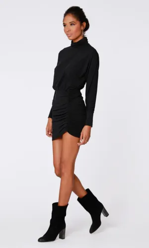 Shirred Turtleneck Dress