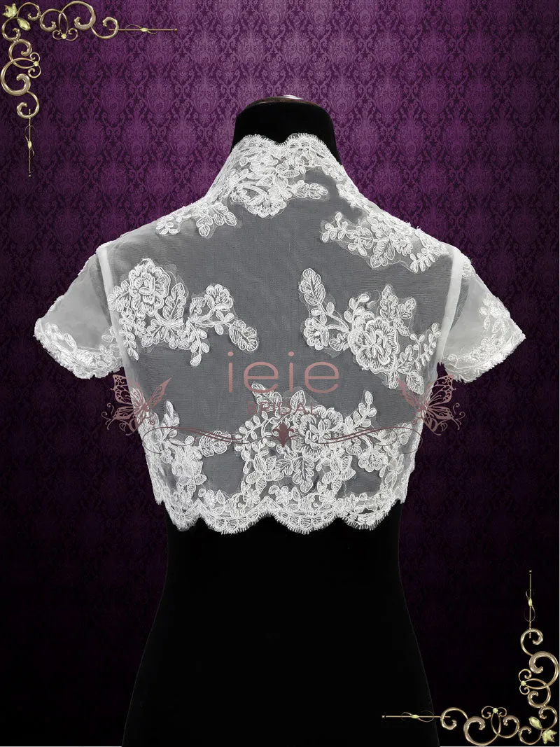 Short Cap Sleeves Lace Shrug Bolero Jacket | SG1008