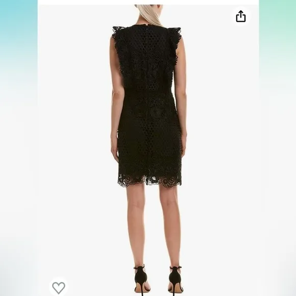Shoshanna Poppy Cap Sleeve Above the Knee Lace Dress EUC Black 2