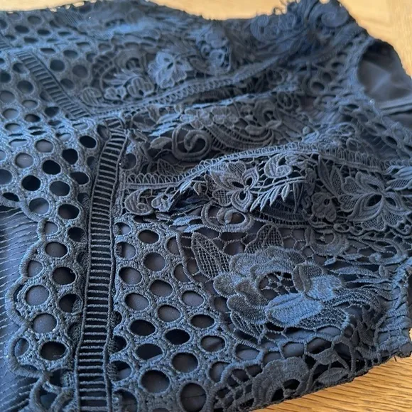 Shoshanna Poppy Cap Sleeve Above the Knee Lace Dress EUC Black 2