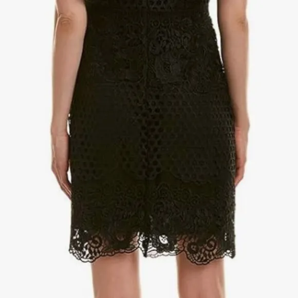 Shoshanna Poppy Cap Sleeve Above the Knee Lace Dress EUC Black 2