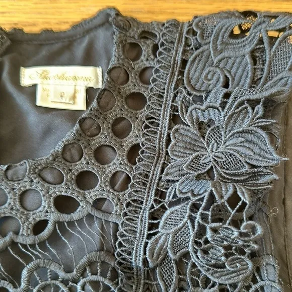 Shoshanna Poppy Cap Sleeve Above the Knee Lace Dress EUC Black 2
