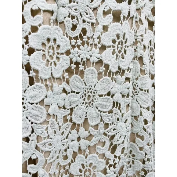 Shoshanna Womens size 4 Midi Dress Mint Lace Beaux Short Sleeves Fitted