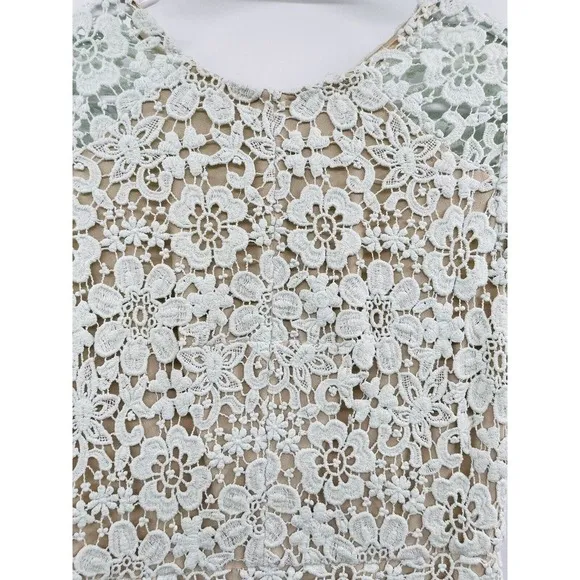Shoshanna Womens size 4 Midi Dress Mint Lace Beaux Short Sleeves Fitted