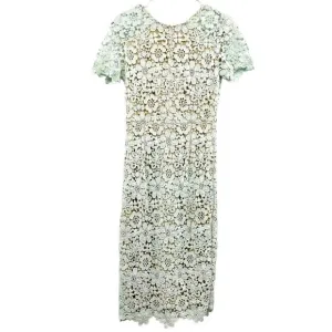 Shoshanna Womens size 4 Midi Dress Mint Lace Beaux Short Sleeves Fitted