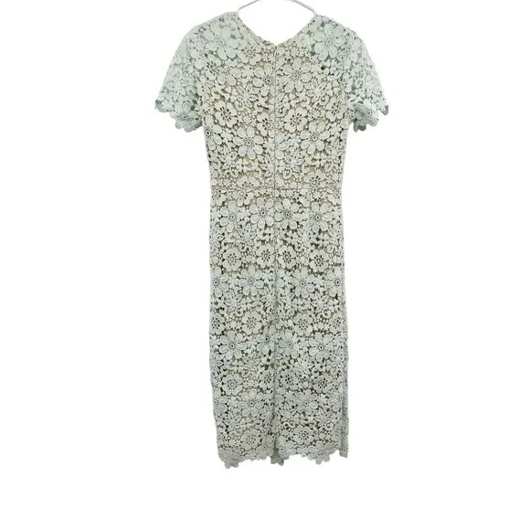 Shoshanna Womens size 4 Midi Dress Mint Lace Beaux Short Sleeves Fitted
