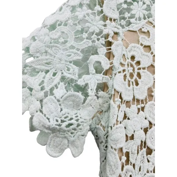 Shoshanna Womens size 4 Midi Dress Mint Lace Beaux Short Sleeves Fitted