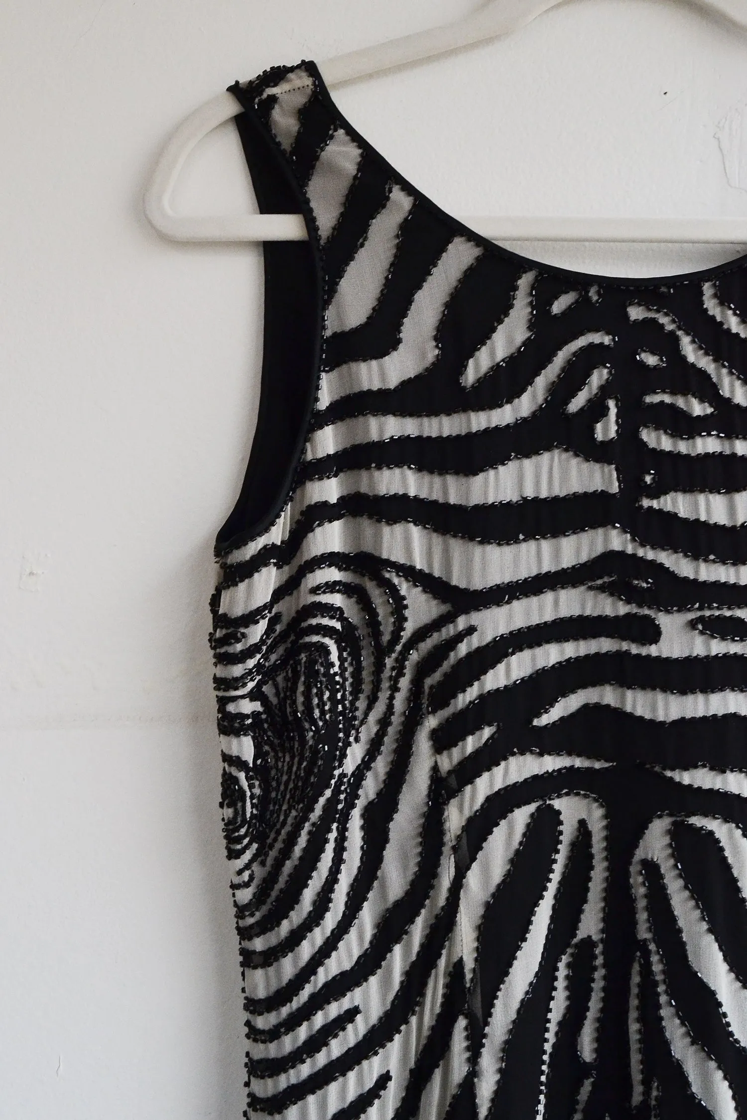 Silk Beaded Zebra Mini Dress