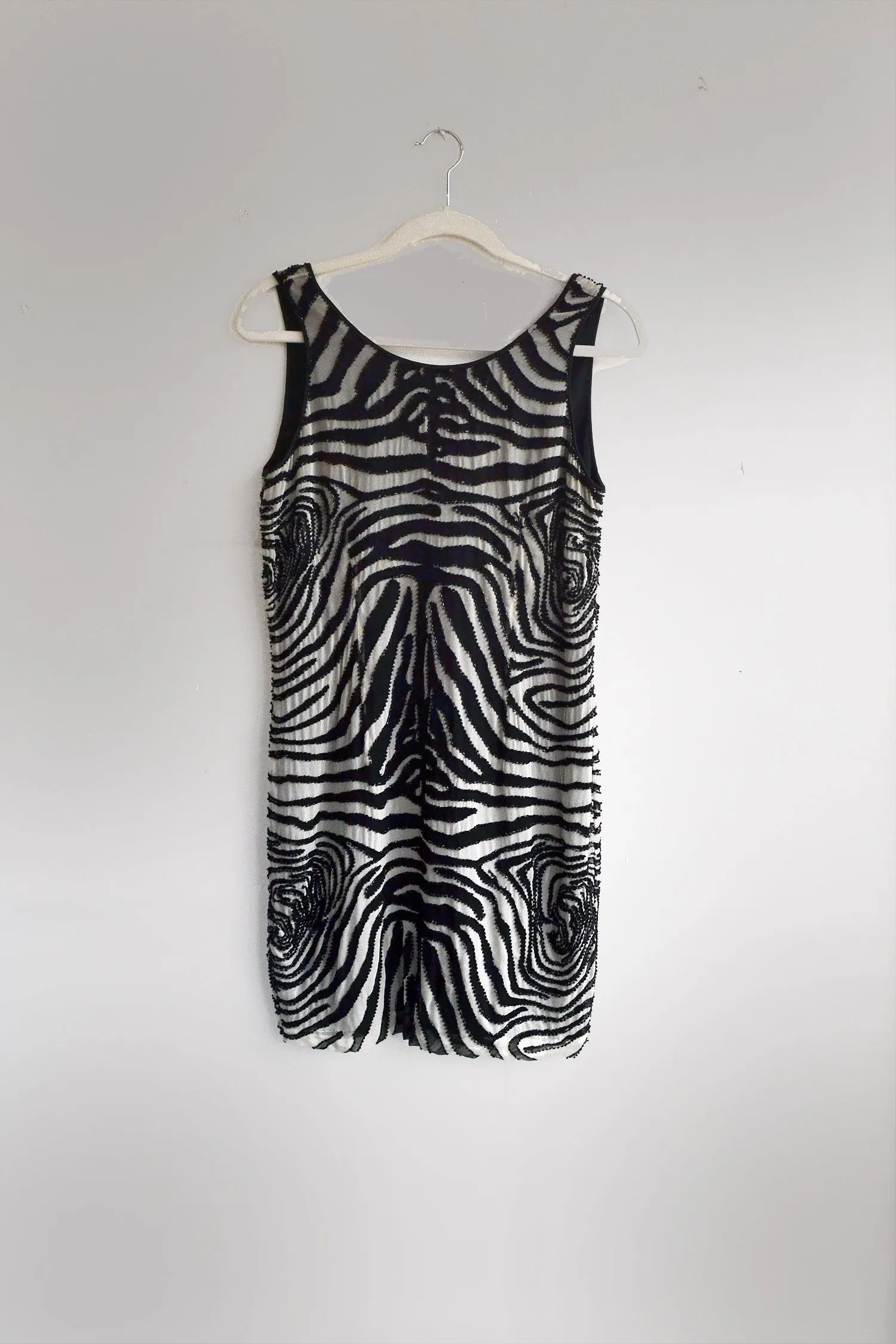 Silk Beaded Zebra Mini Dress