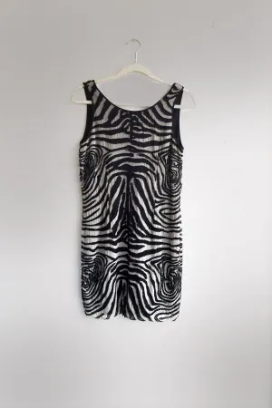 Silk Beaded Zebra Mini Dress