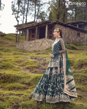 Silk Gharara Kameez Green Bridal Dress Pakistani #BS531