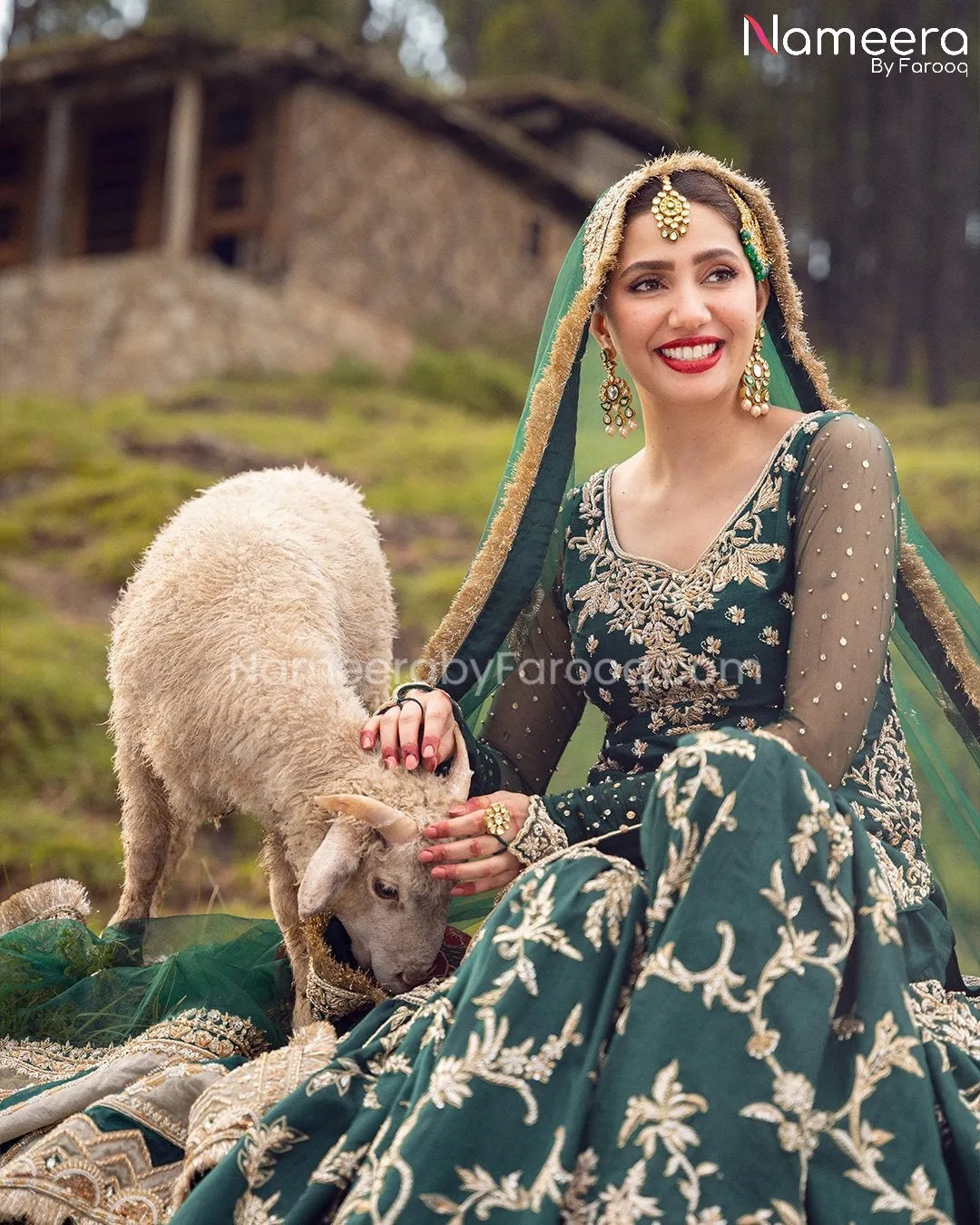 Silk Gharara Kameez Green Bridal Dress Pakistani #BS531