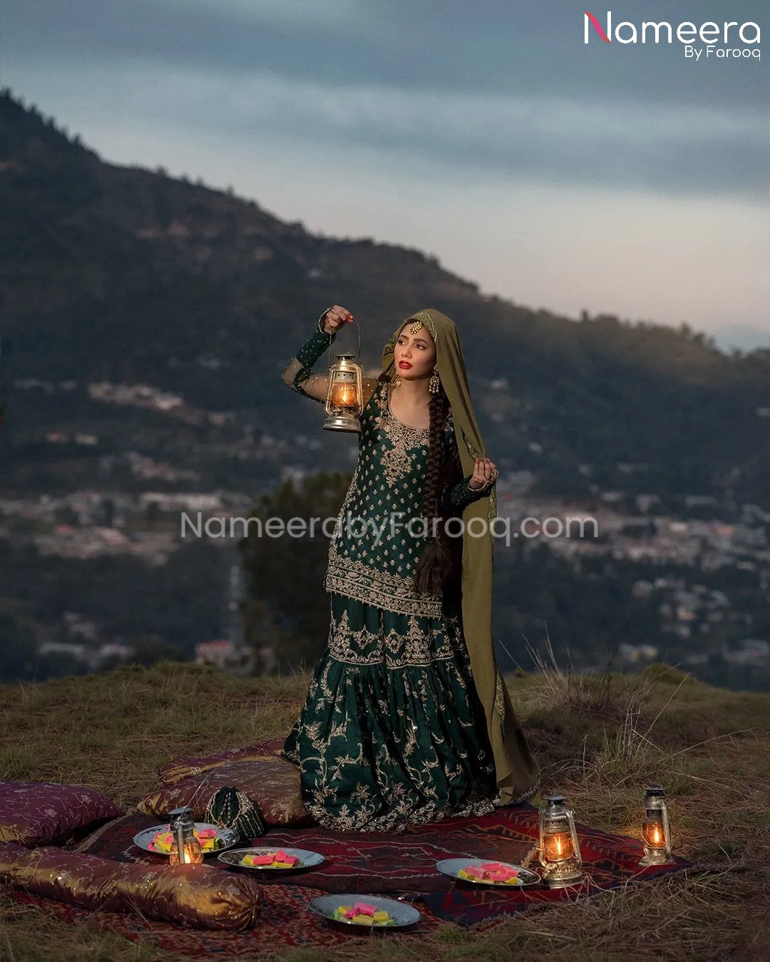 Silk Gharara Kameez Green Bridal Dress Pakistani #BS531