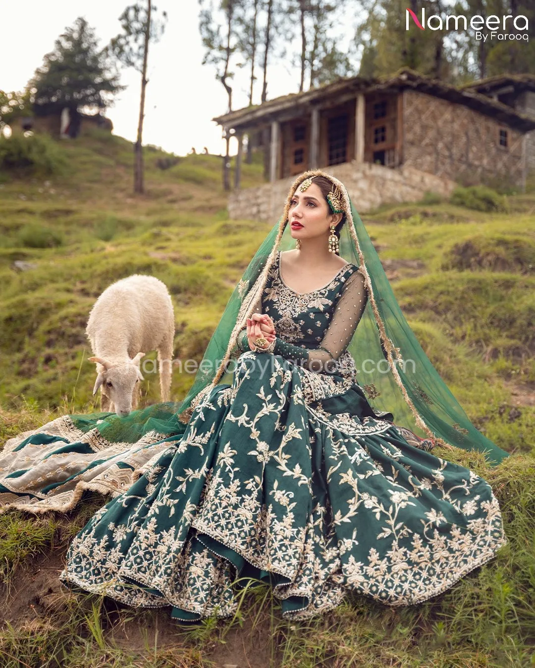 Silk Gharara Kameez Green Bridal Dress Pakistani #BS531