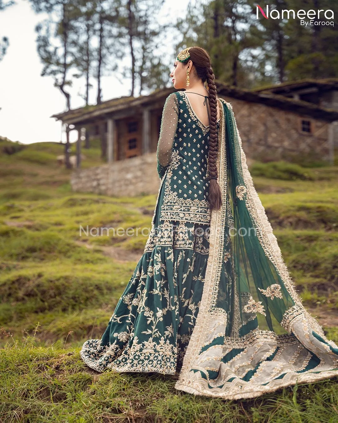 Silk Gharara Kameez Green Bridal Dress Pakistani #BS531