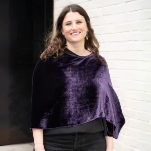 Silk Velvet Poncho in Purple