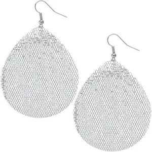 Silver Glitter Teardrop Earrings