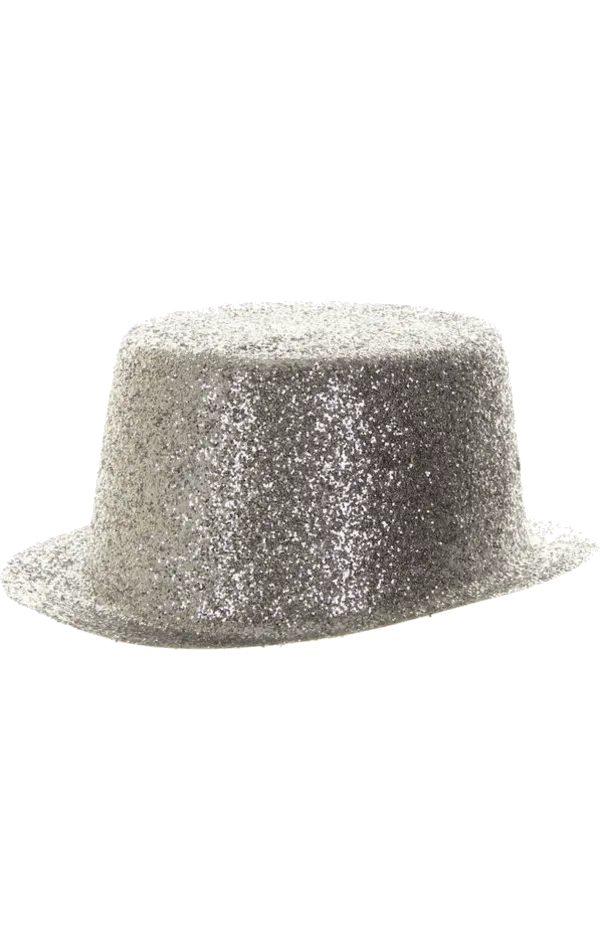 Silver Glitter Top Hat Accessory