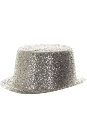 Silver Glitter Top Hat Accessory
