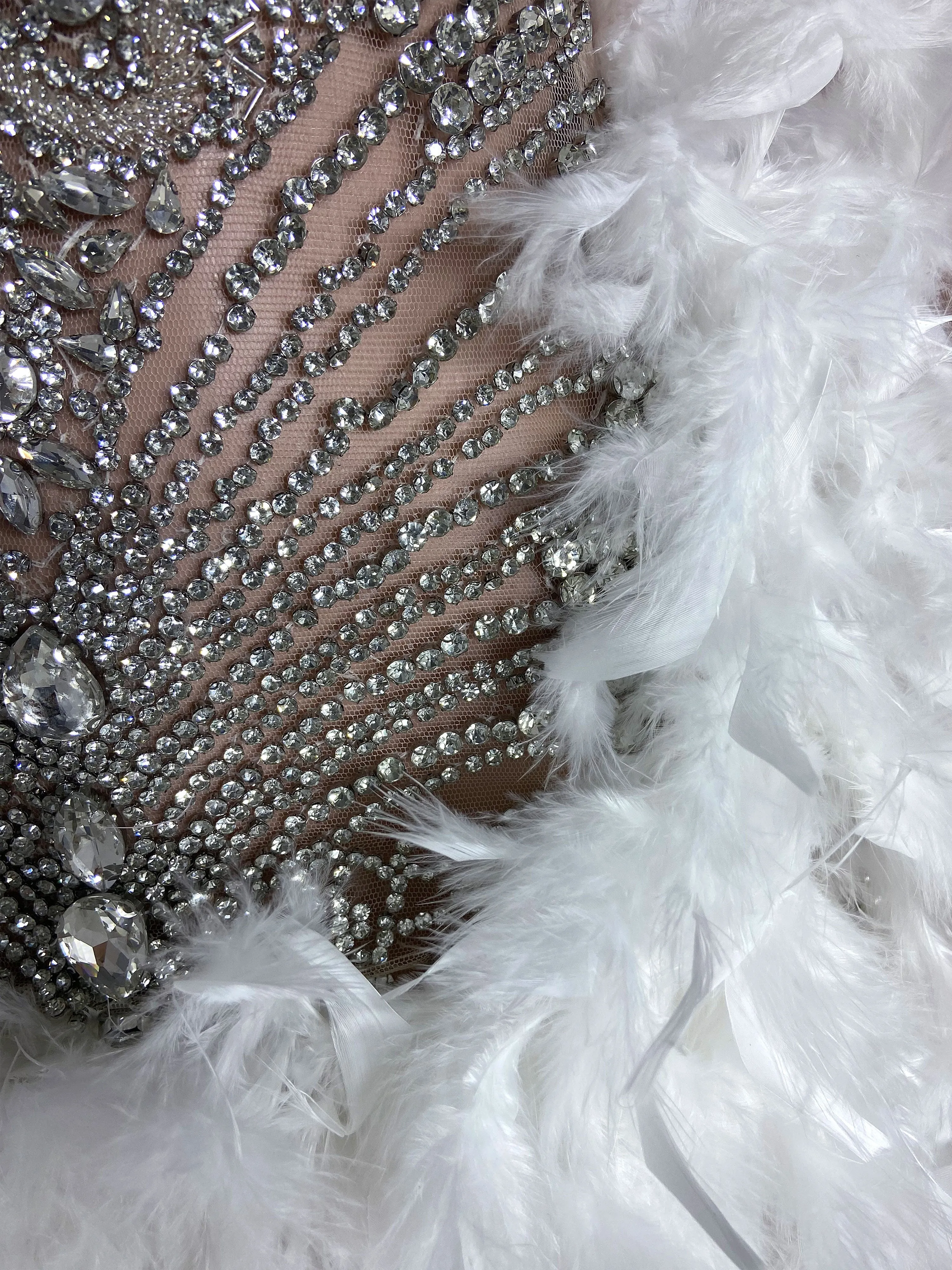 Silver Mesmerizing Feathered Mini Dress