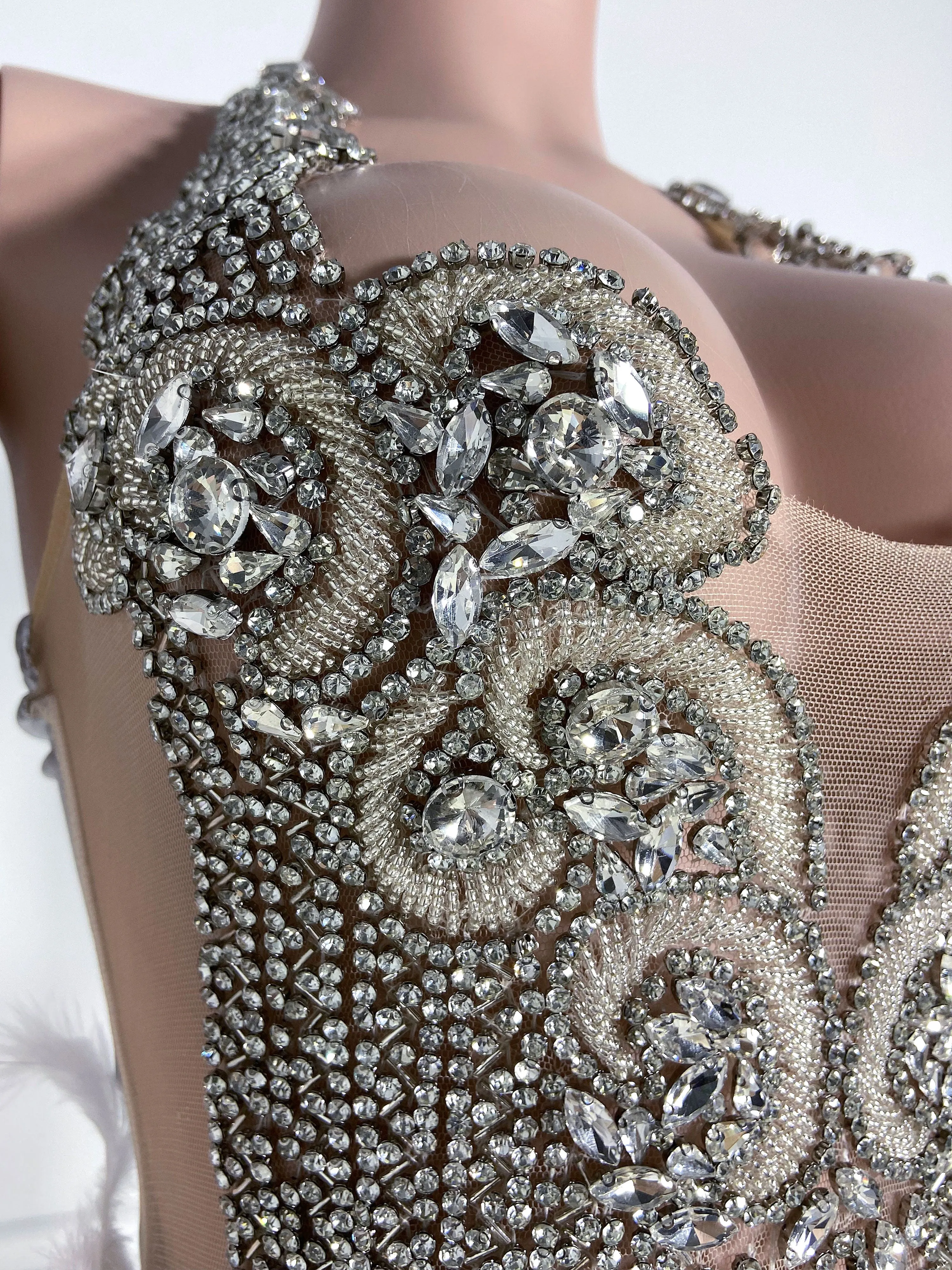Silver Mesmerizing Feathered Mini Dress