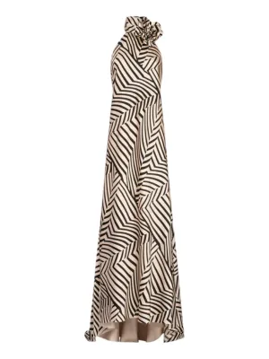 Silvia Tcherassi Tila Dress in Beige Black Stripes
