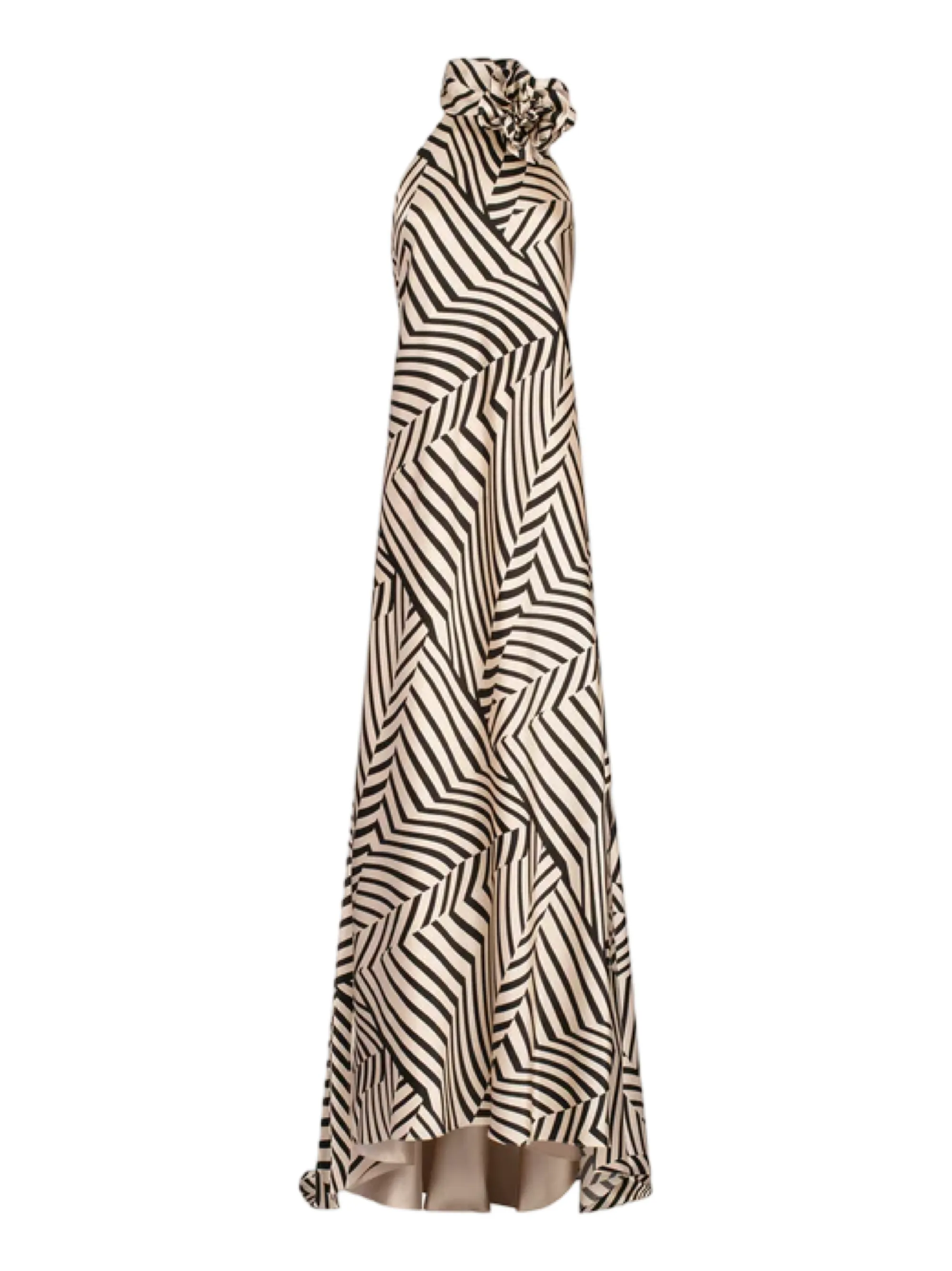 Silvia Tcherassi Tila Dress in Beige Black Stripes