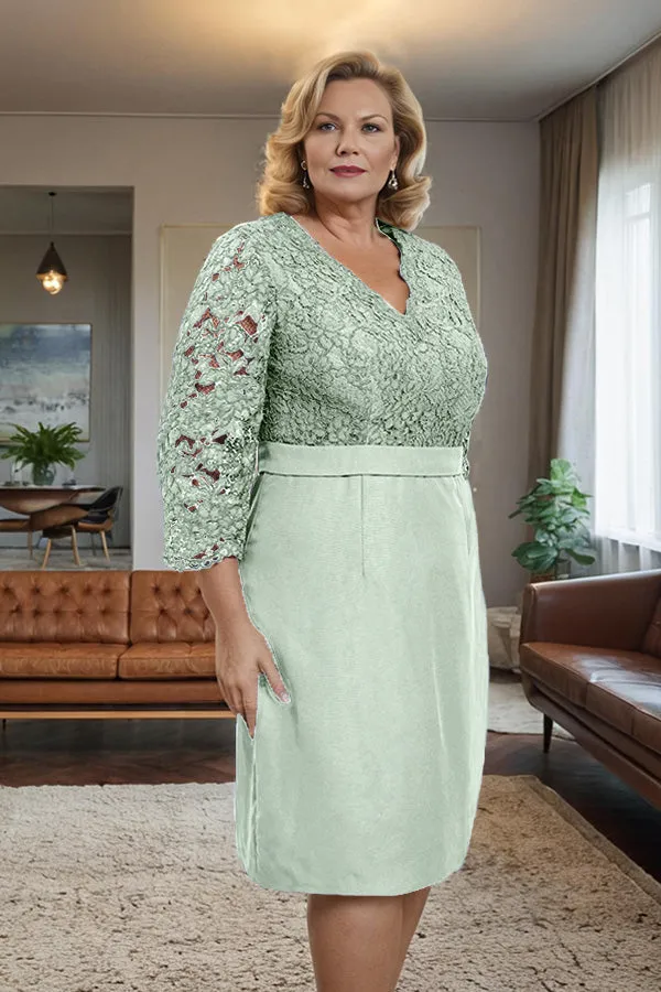 Simple Sheath V-Neck Lace Mother of the Bride Dress