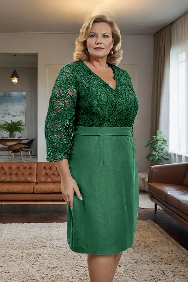 Simple Sheath V-Neck Lace Mother of the Bride Dress