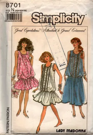 Simplicity 9701 Womens Maternity Bubble Dress 1980s Vintage Sewing Pattern Size 10