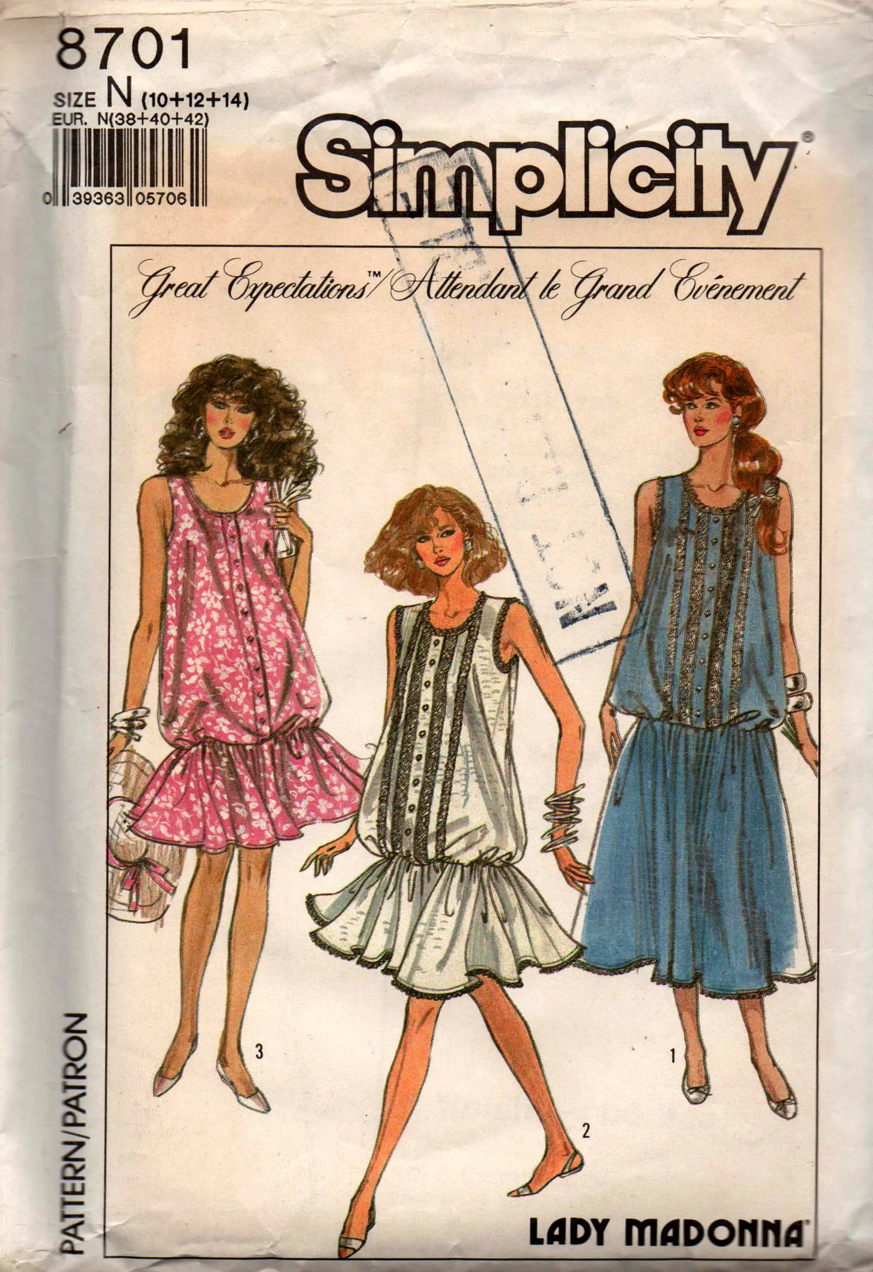 Simplicity 9701 Womens Maternity Bubble Dress 1980s Vintage Sewing Pattern Size 10