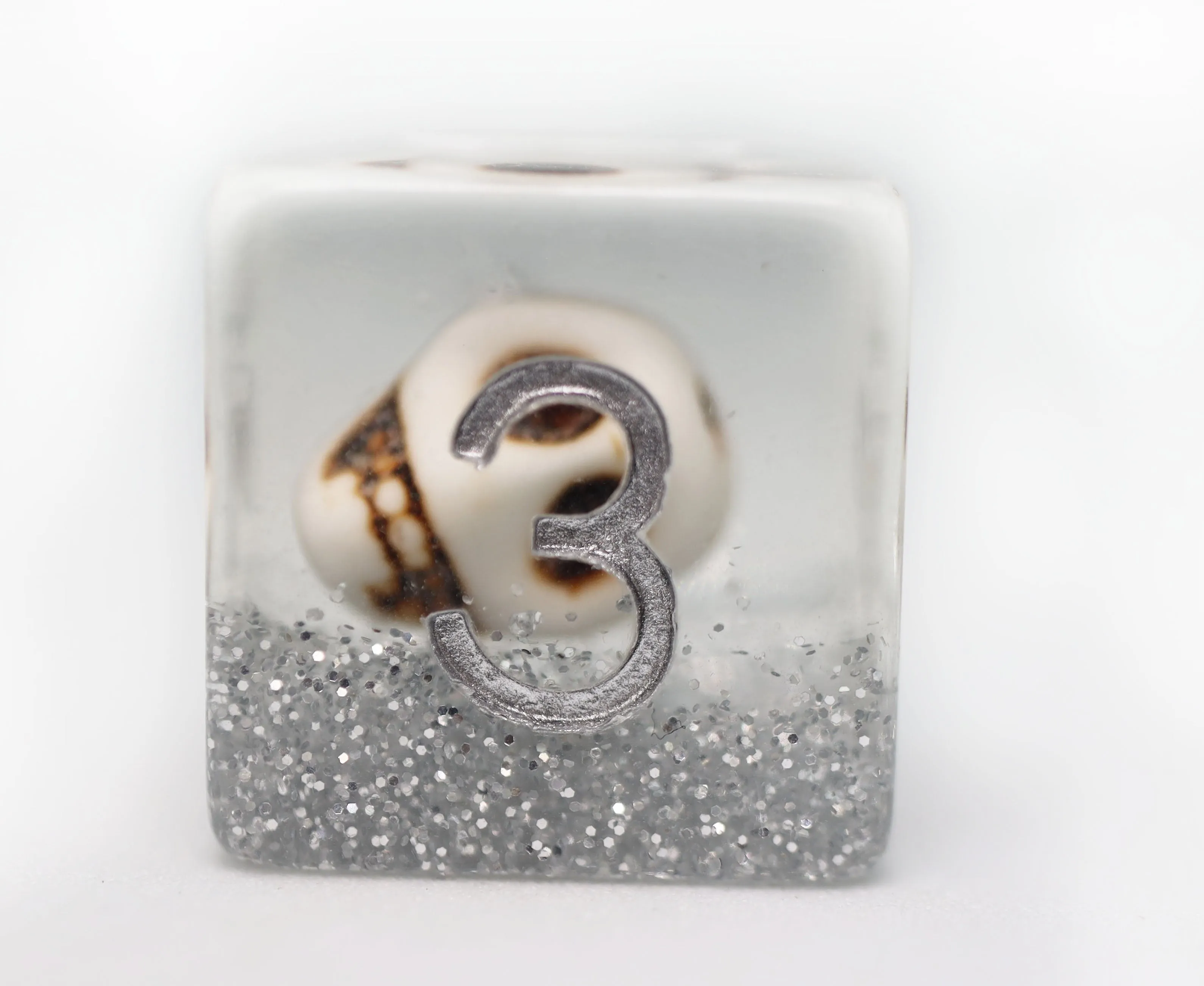 Skull and Silver Glitter RPG Dice Set
