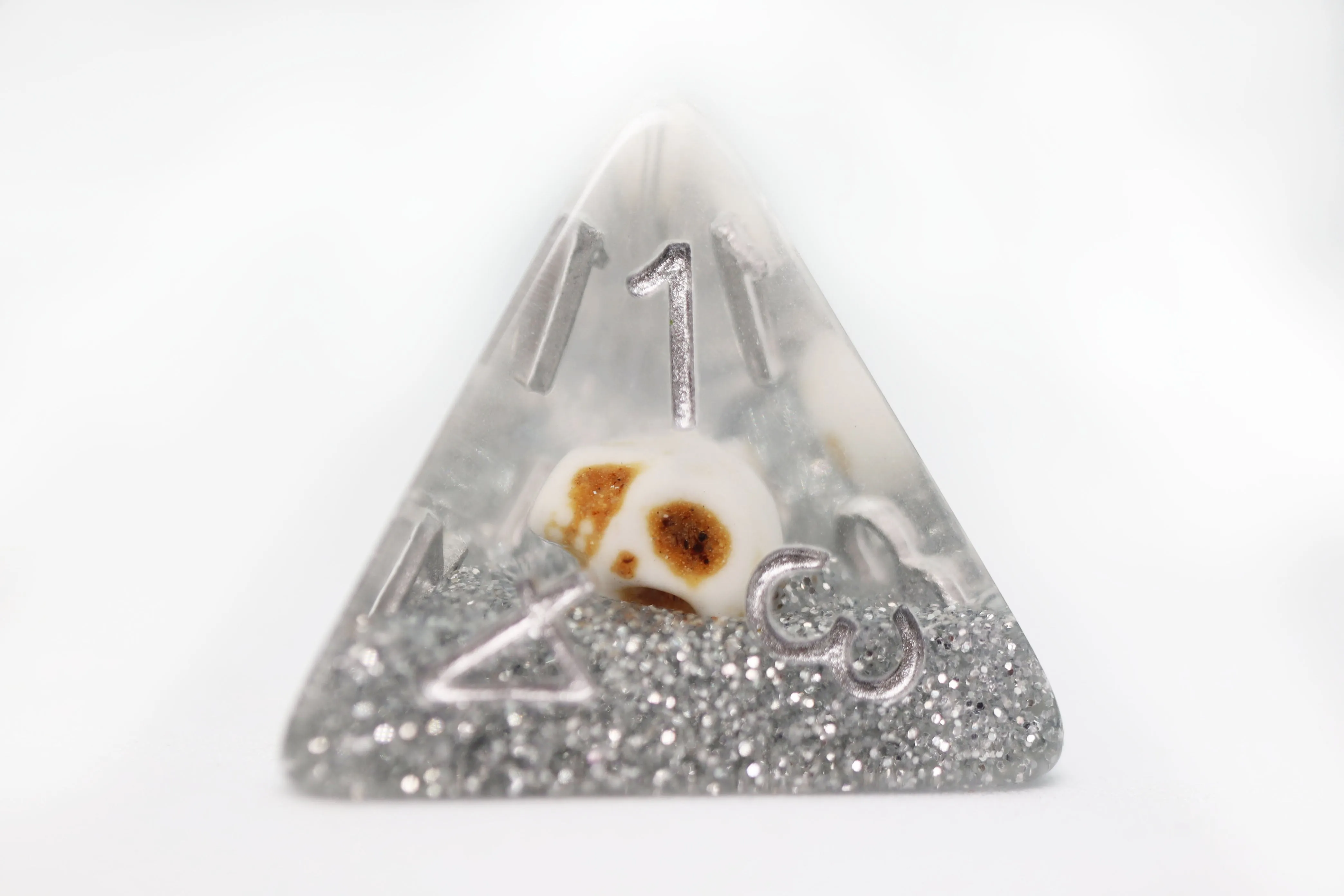 Skull and Silver Glitter RPG Dice Set