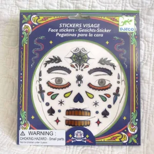 Skull Face Stickers by Djeco Premium French Brand, Dress Up Fun, Ages 4 