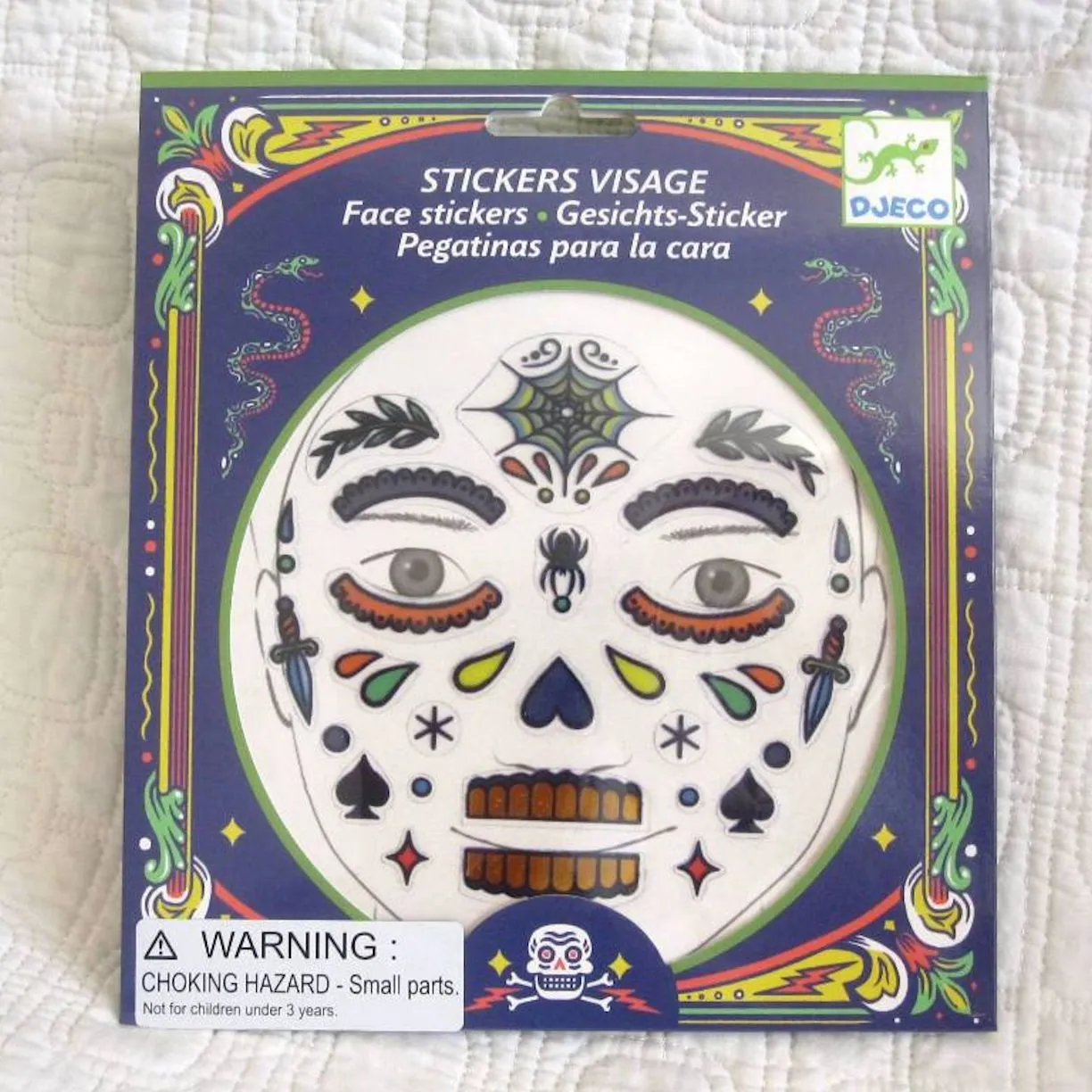 Skull Face Stickers by Djeco Premium French Brand, Dress Up Fun, Ages 4 