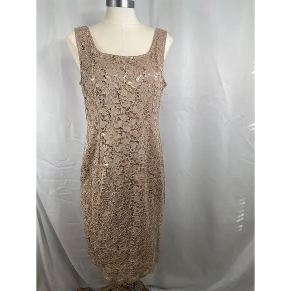 SLNY dress &amp; jacket mother of bride groom event platinum sequins 10 petite