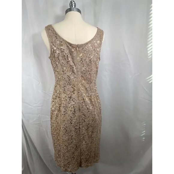 SLNY dress &amp; jacket mother of bride groom event platinum sequins 10 petite