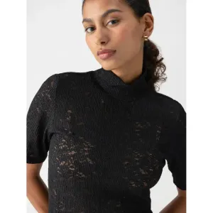 S/S LACE MOCK KNIT TOP