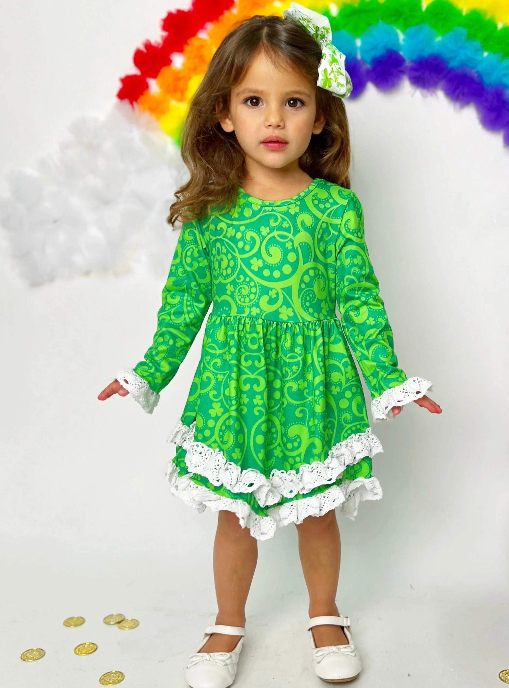 St. Patty Paisley Crochet Hem Dress