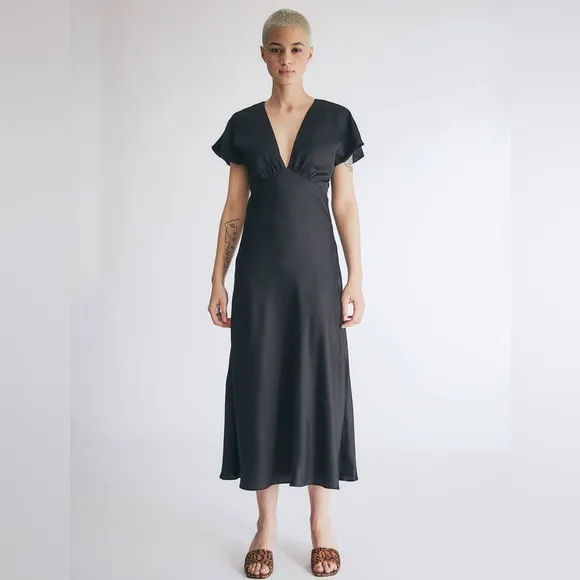 Stelen Cameron Satin Dress In Black, size xs