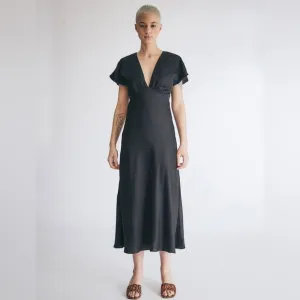 Stelen Cameron Satin Dress In Black, size xs
