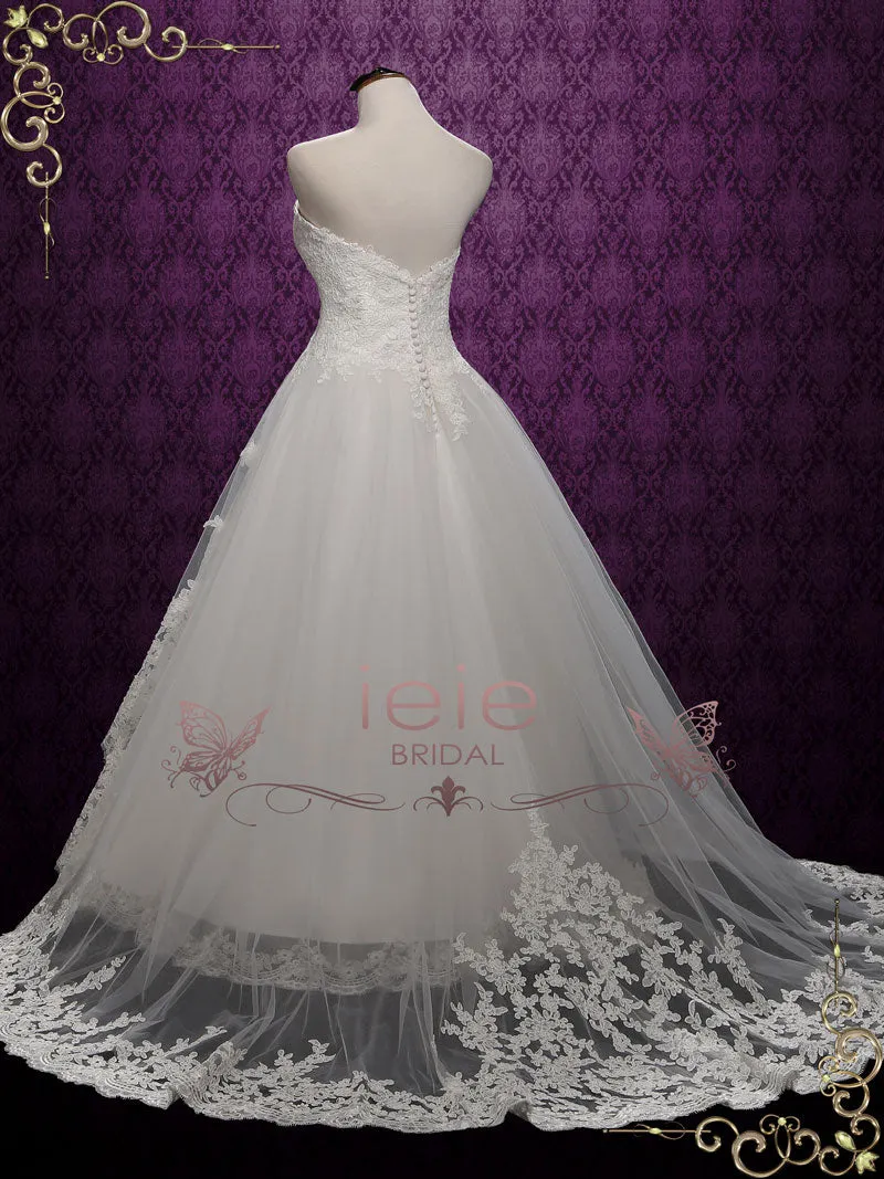 Strapless Ball Gown Lace Wedding Dress | Katrina