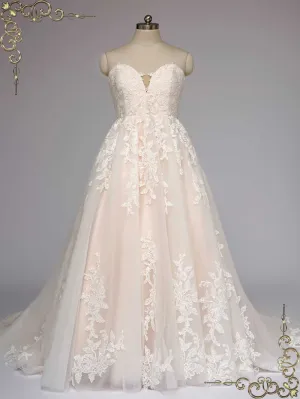 Strapless Champagne Lace Wedding Dress ORION