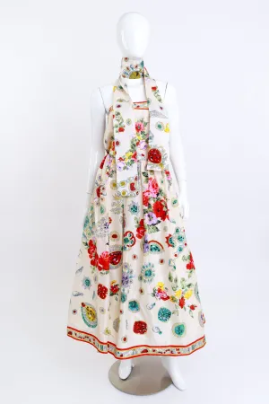 Strapless Jewel Print Gown, Shawl & Belt Set