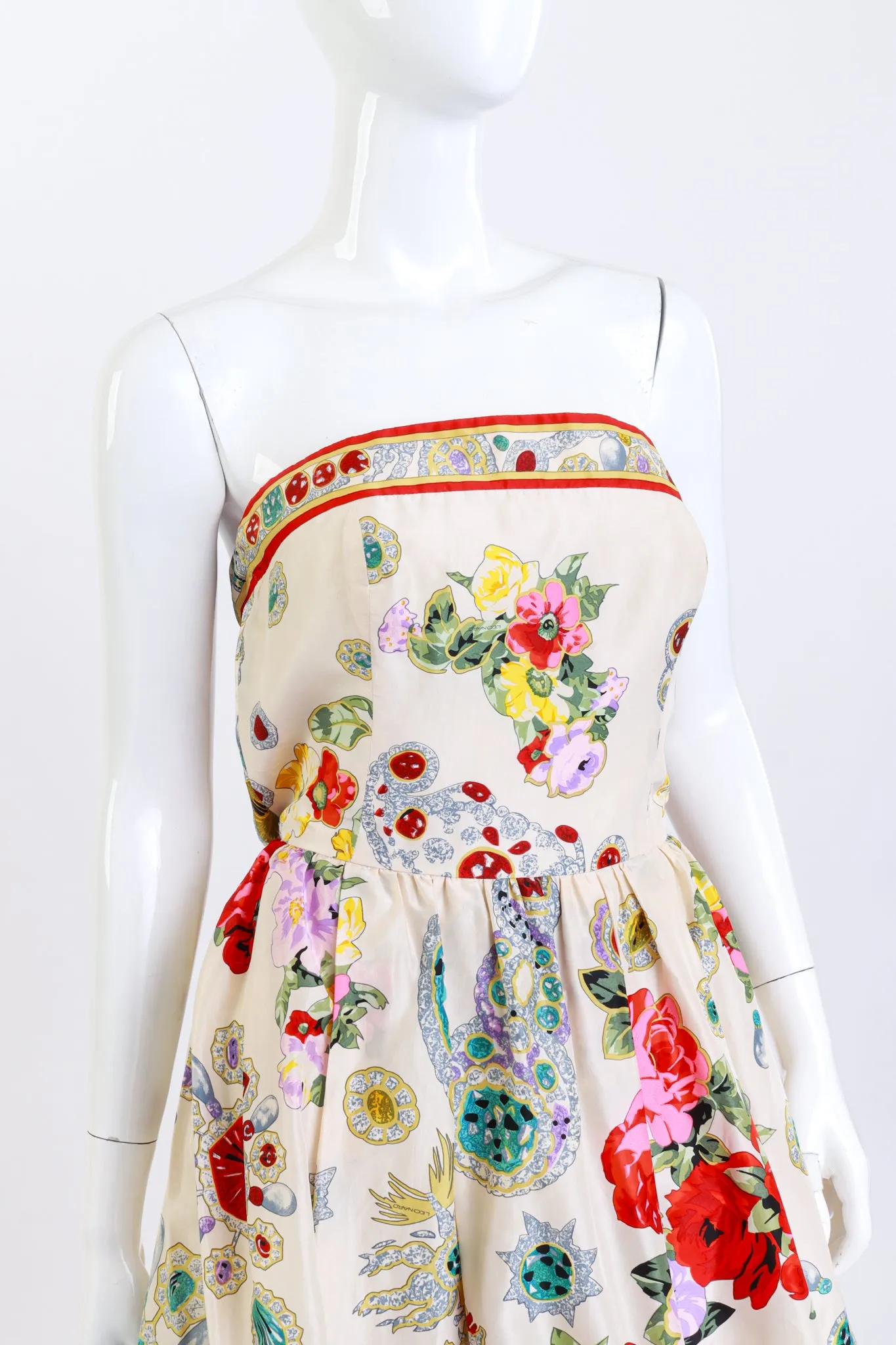 Strapless Jewel Print Gown, Shawl & Belt Set
