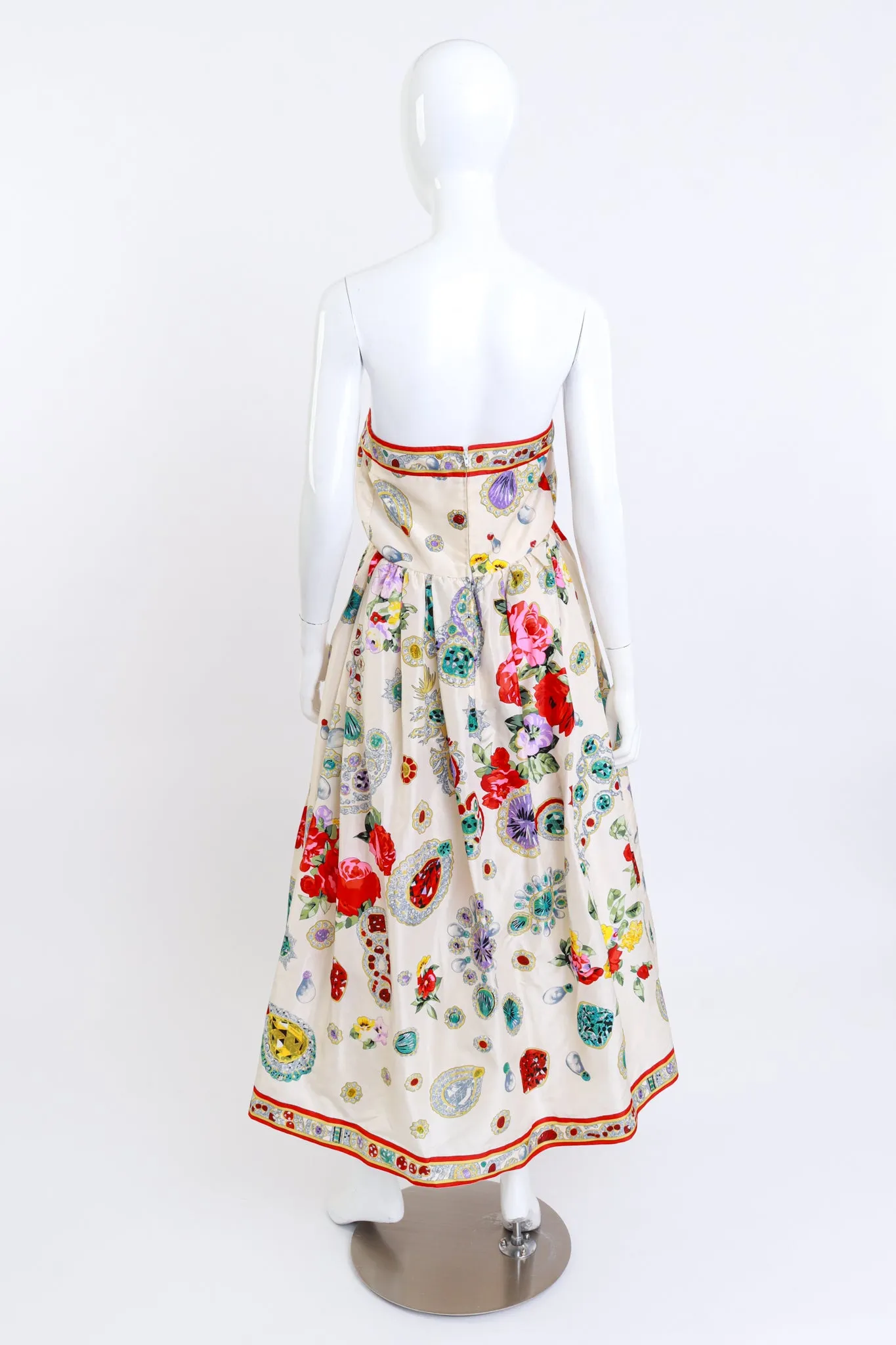 Strapless Jewel Print Gown, Shawl & Belt Set