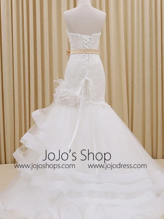 Strapless Mermaid Fit and Flare Lace Wedding Dress | RS3009