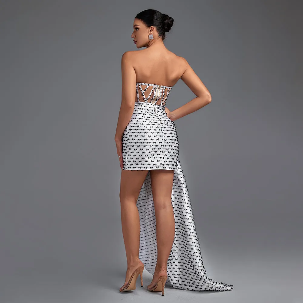 Strapless Mesh Draping Corset Gown