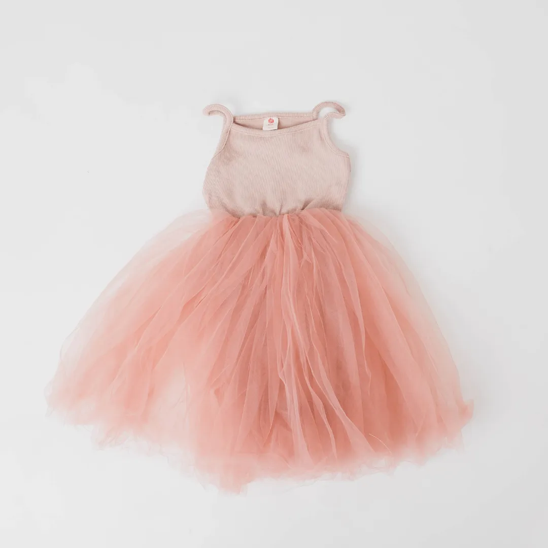 Strappy Tulle Tutu Dress - Nude/Dusty Pink