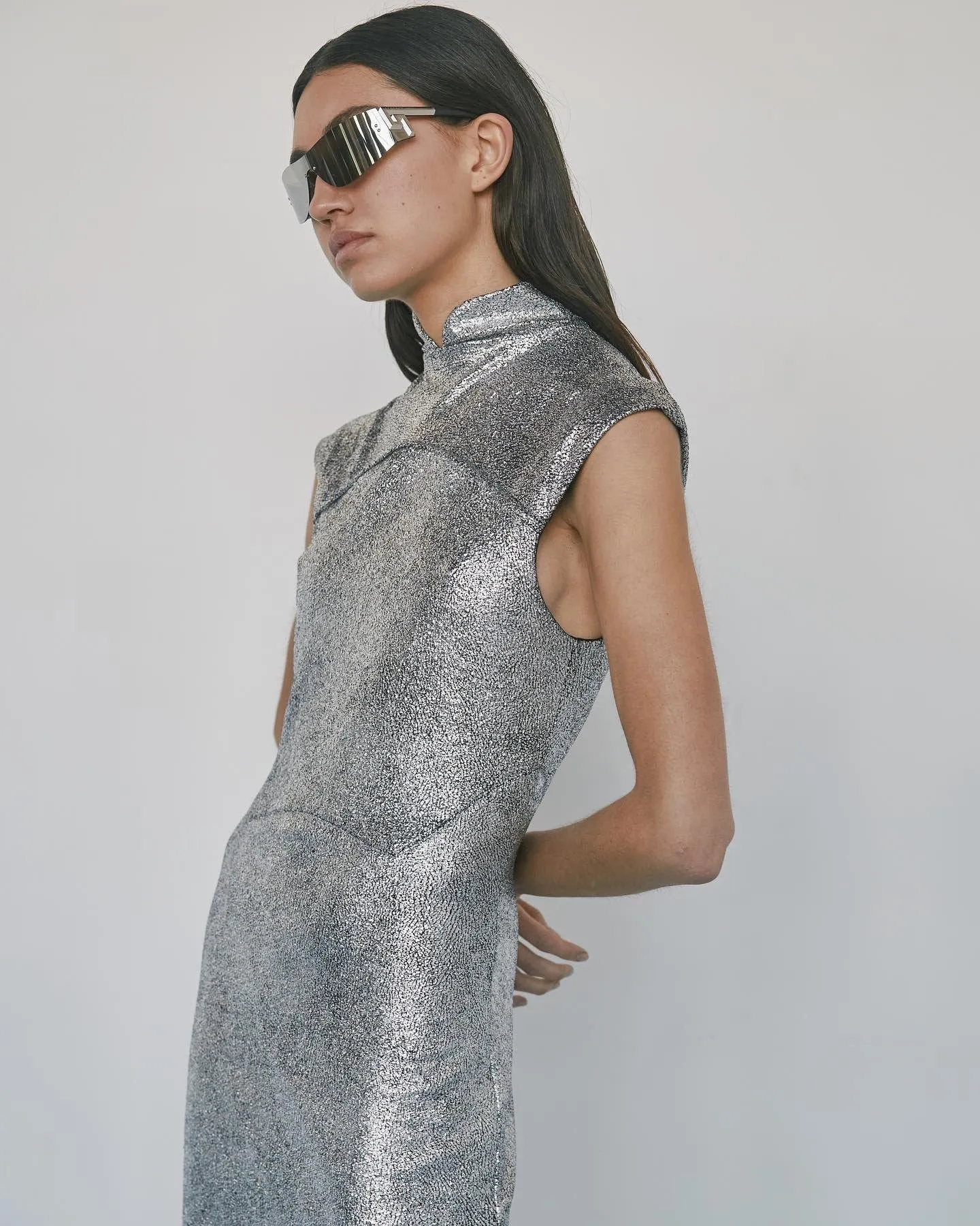 Structured Metallic Dress- Black